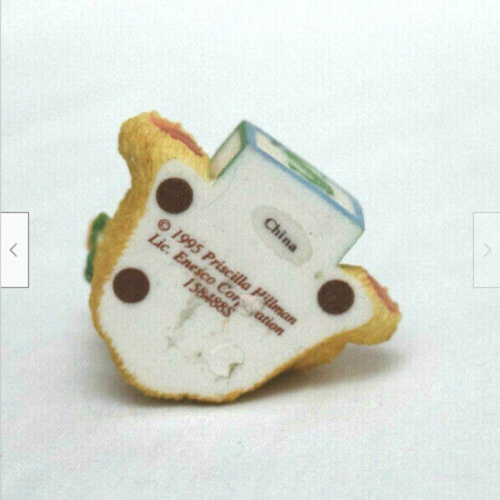 Patricia Hillman Enesco Teddy Bear Figurine with Letter Block S 158488 1995 - Picture 6 of 6